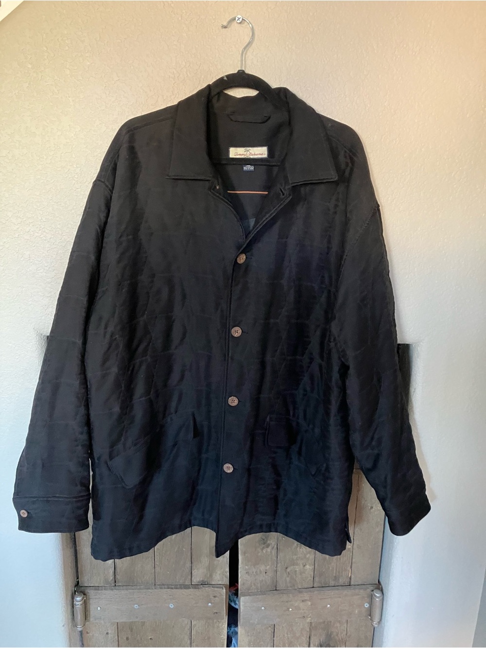 Tommy Bahama Black Lightweight Button-Front Silk Jacket XL